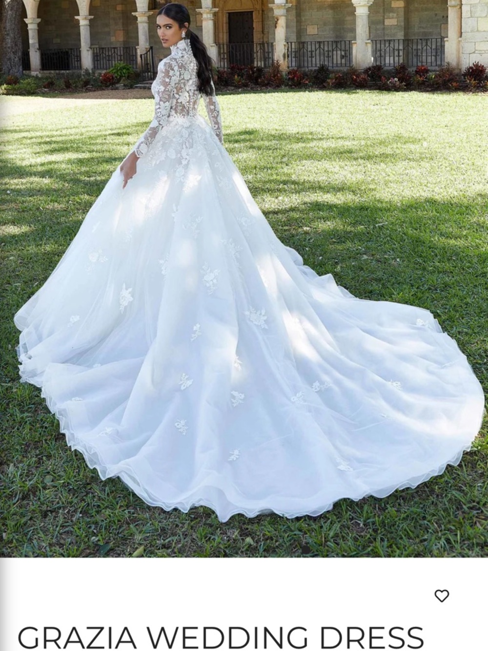 Mori Lee Gracia Ivory Lace Ball Gown Wedding Dress with Long Sleeves